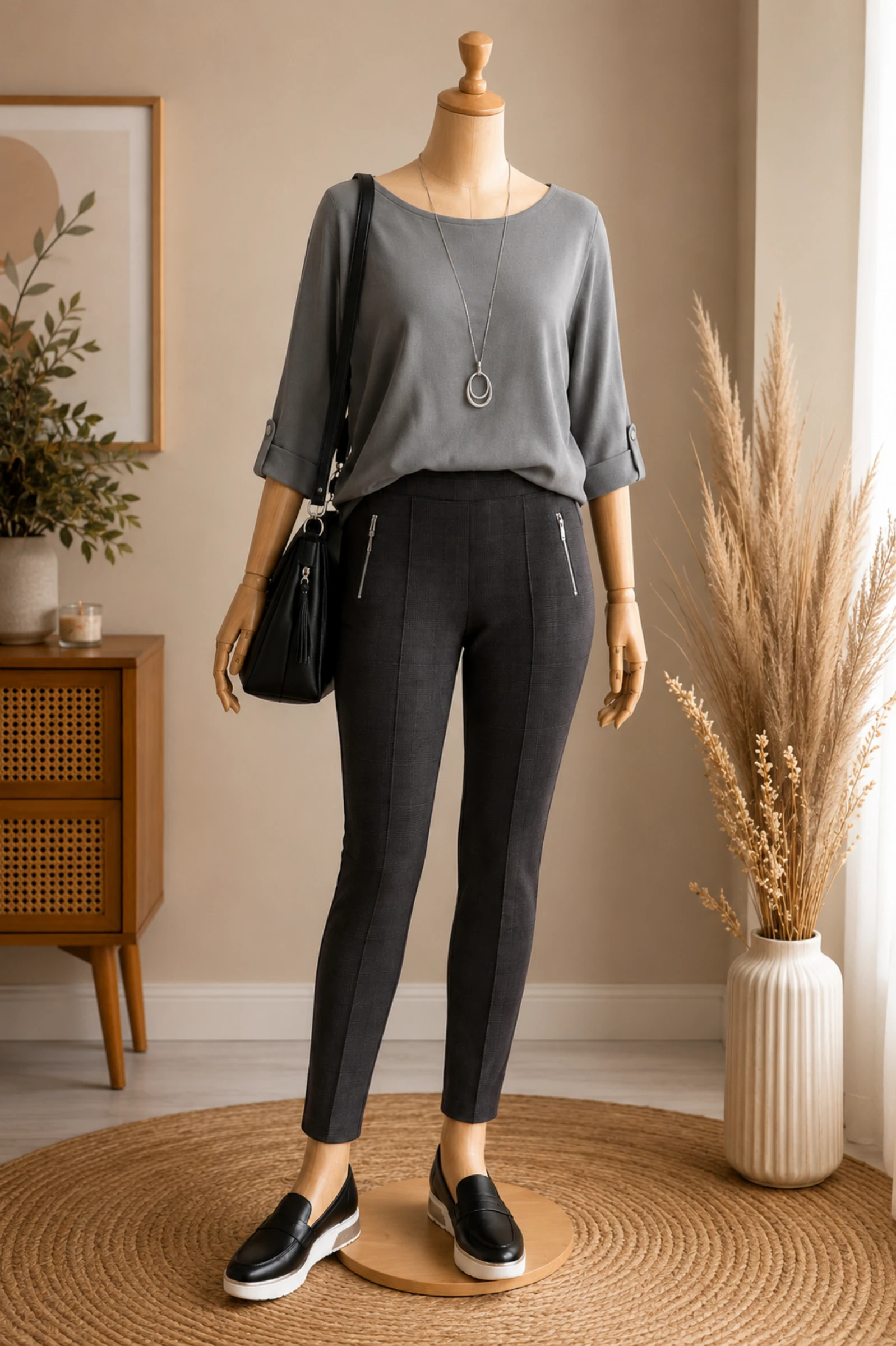 Yessica de C&A Pantalon / Legging TFr40/TL- Cinza com Quadros Escoceses -Tamanho Elástico Novo – photo 2